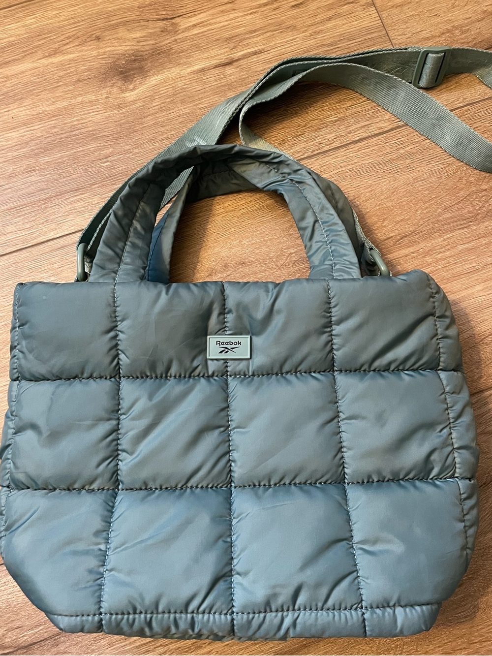 Reebok Quilted Puffer Soft Tote Bag with Shoulder Strap and Zip Closure 12”